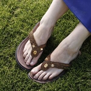 Alegria Women Comfort BAL-201 Baliwood  Thong Flats Sandals Shoes sz 37/7-7.5